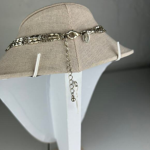 Express Sterling Silver 3-Tier Layered‎ Necklace – Wood Bead Accents, Adjustable - Picture 4 of 4